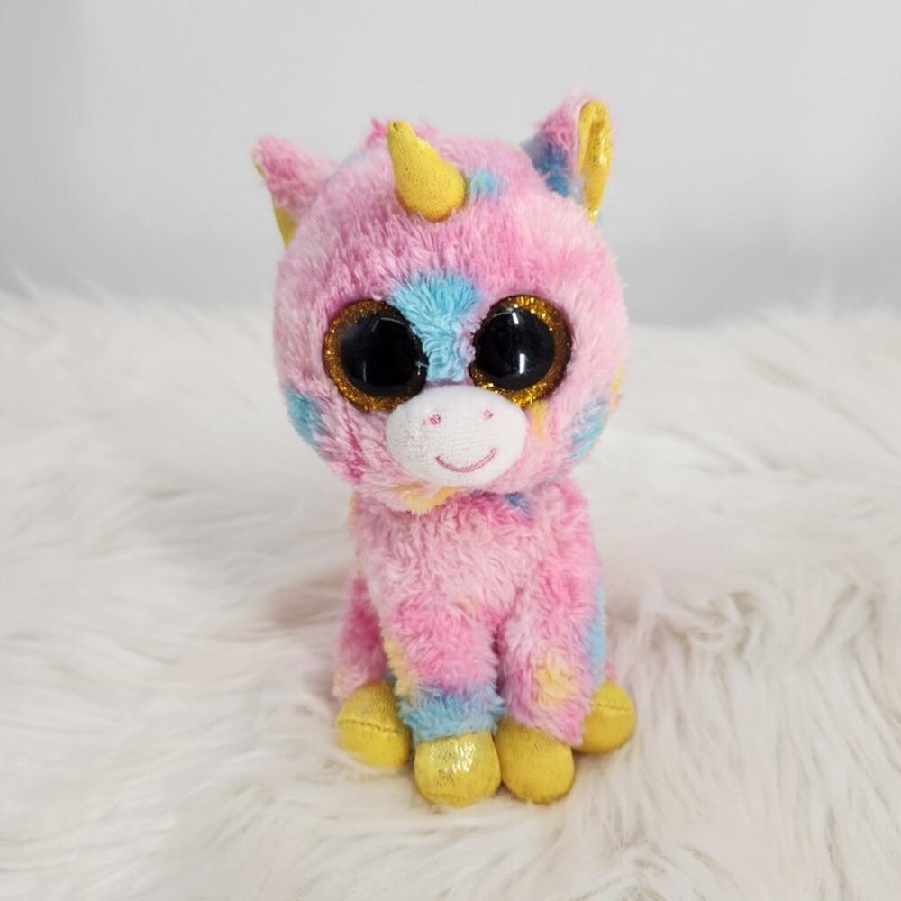 TY Beanie Boo Fantasia Unicorn 6" Small Pink Rainbow Plush